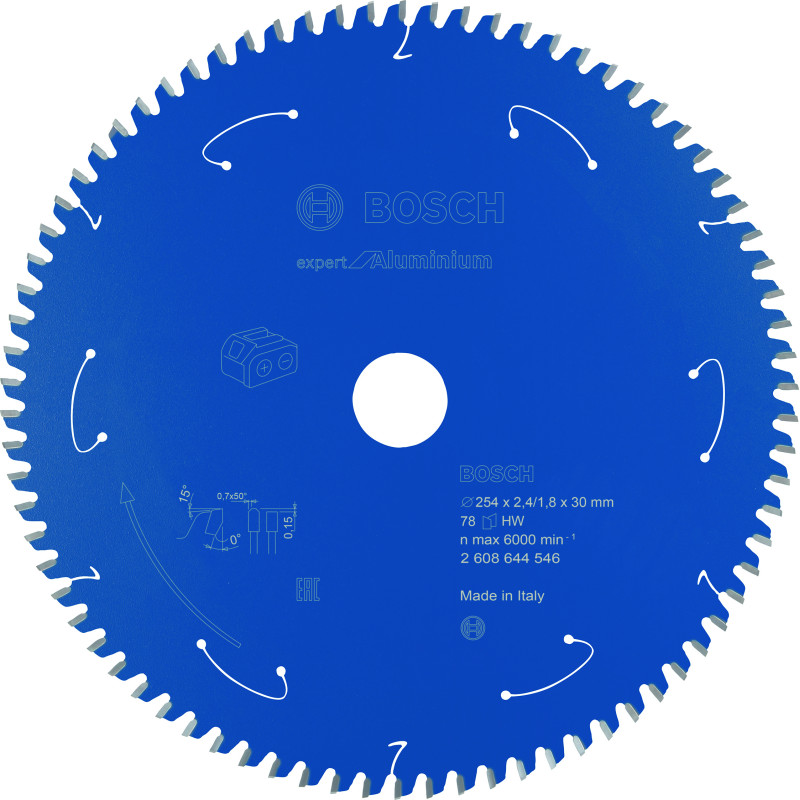 Lame scie circulaire Sans-fil EXPERT Aluminium 254 x30 x2,4 mm 78D
