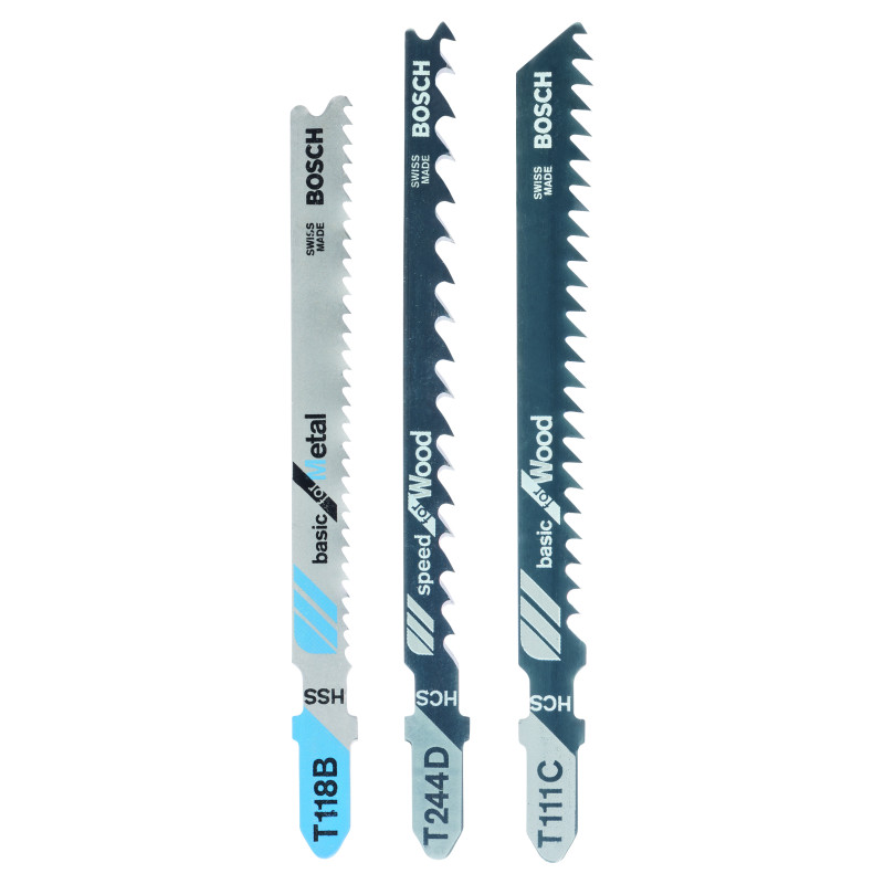 Kit 3 Lames scie sauteuse Bois & Métal T111C T244D T118B x3