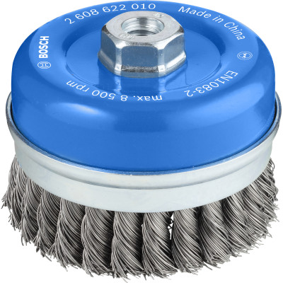 Brosse boisseau PRO Fils torsadés pour meuleuse M14 100 x0.5 mm