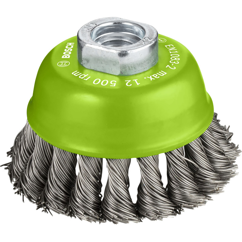 Brosse boisseau PRO pour l'Inox fils torsadés M14 75 x0.5