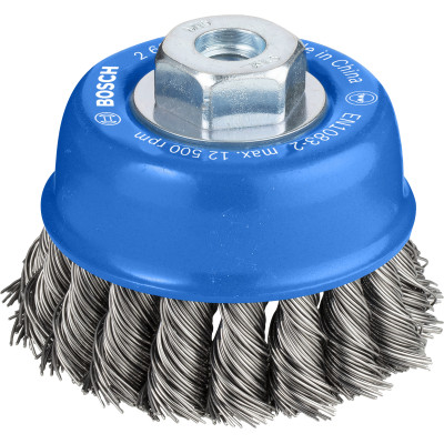 Brosse boisseau PRO Fils torsadés pour meuleuse M10 75 x0.5 mm