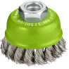 Brosse boisseau PRO pour l'Inox fils torsadés M14 60 x0.35