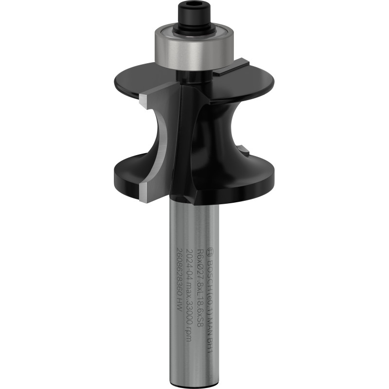 Fraise à moulurer demi-rond PRO Bois dur Qu.8, R:6 L:19 Lt:63