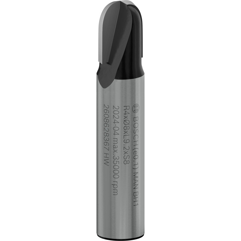 Fraise à canneler PRO Bois dur Qu.8, R:4 Ø 8 mm L:9,2 Lt:40