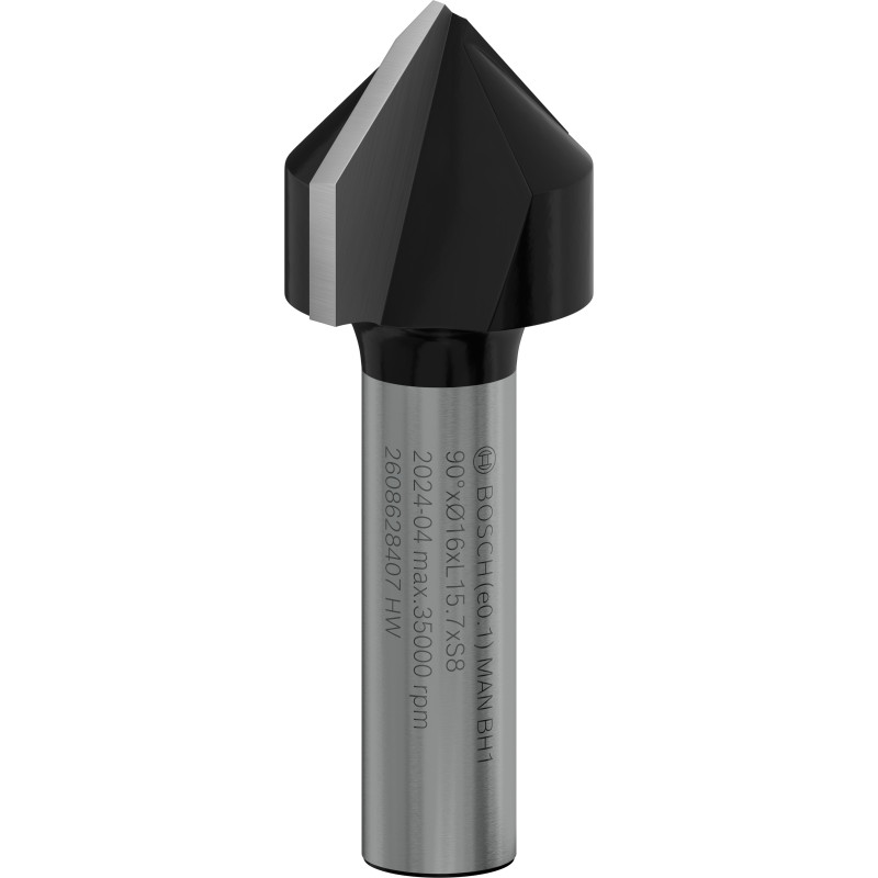 Fraise à rainurer droit en V PRO Bois dur Qu.8, Ø 16 mm L:16 Lt:45 mm 90°