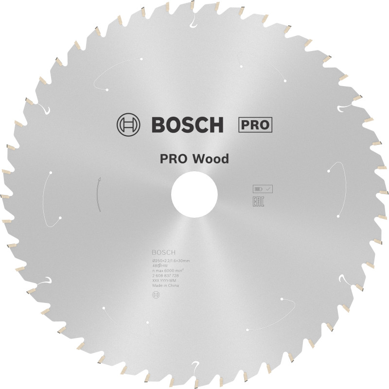 Lame scie Circulaire Sans-fil PRO Bois 250 x30 x2,2 mm 48D
