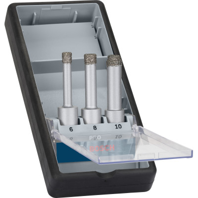 Set 3 forets diamant PRO Ceramic a sec, 6 x33 8 x33 10 x33 mm