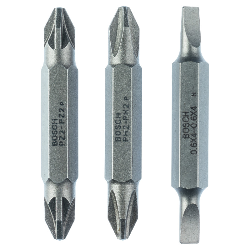 Pack de 3 embouts de tournevis doubles S 0,6x4,0, PH2, PZ2; S 0,6x4,0, PH2, PZ2; 45 mm