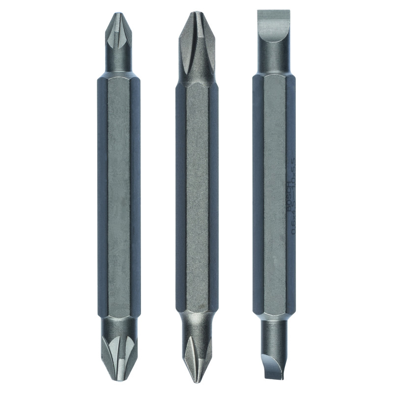 Pack de 3 embouts de tournevis doubles PH1, PZ1, S 0,6x4,5; PH2, PZ2, S 1,0x5,5; 60 mm