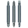 Pack de 3 embouts de tournevis doubles PH1, PZ1, S 0,6x4,5; PH2, PZ2, S 1,0x5,5; 60 mm