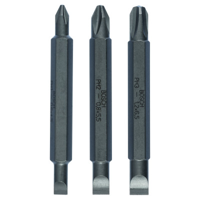 Pack De 3 Embouts De Tournevis Doubles S 0,6X4,5, S 0,8X5,5, S 1,2X6,5 Ph1, Ph2,