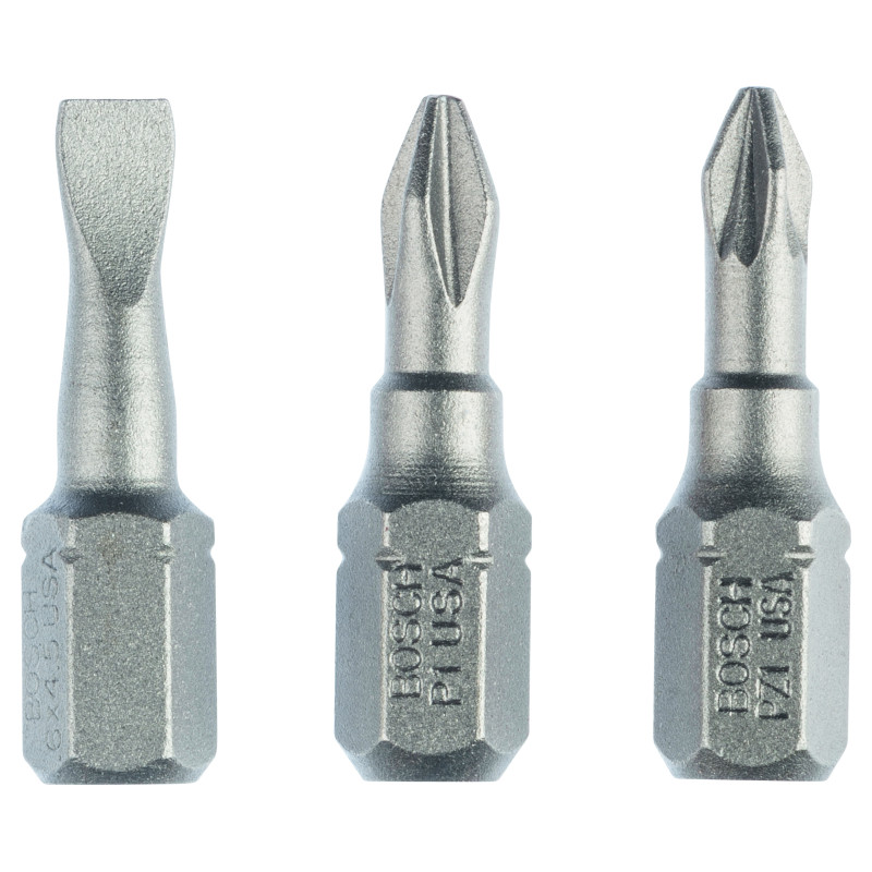 Kit 3 Embouts de vissage qualité extra-dure S0,6 x4,5 PH1 PZ1 25 mm