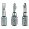 Kit 3 Embouts de vissage qualité extra-dure S0,6 x4,5 PH1 PZ1 25 mm