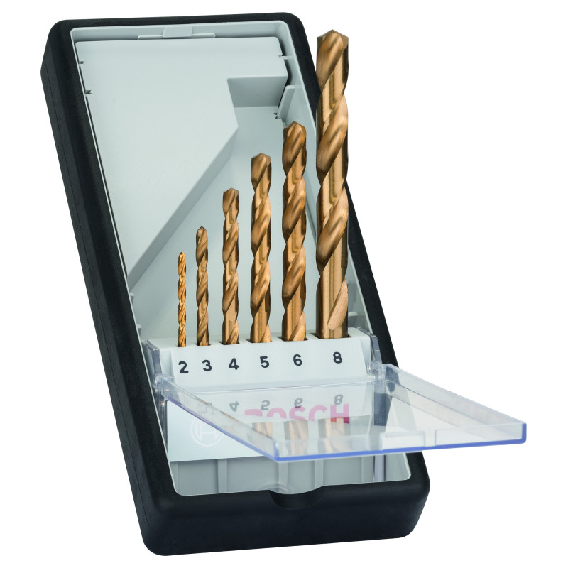 Forets À Métaux Robust Line Hss-Tin 135°, Set De 6 Pièces 2 3 4 5 6 8 Mm, 135° F