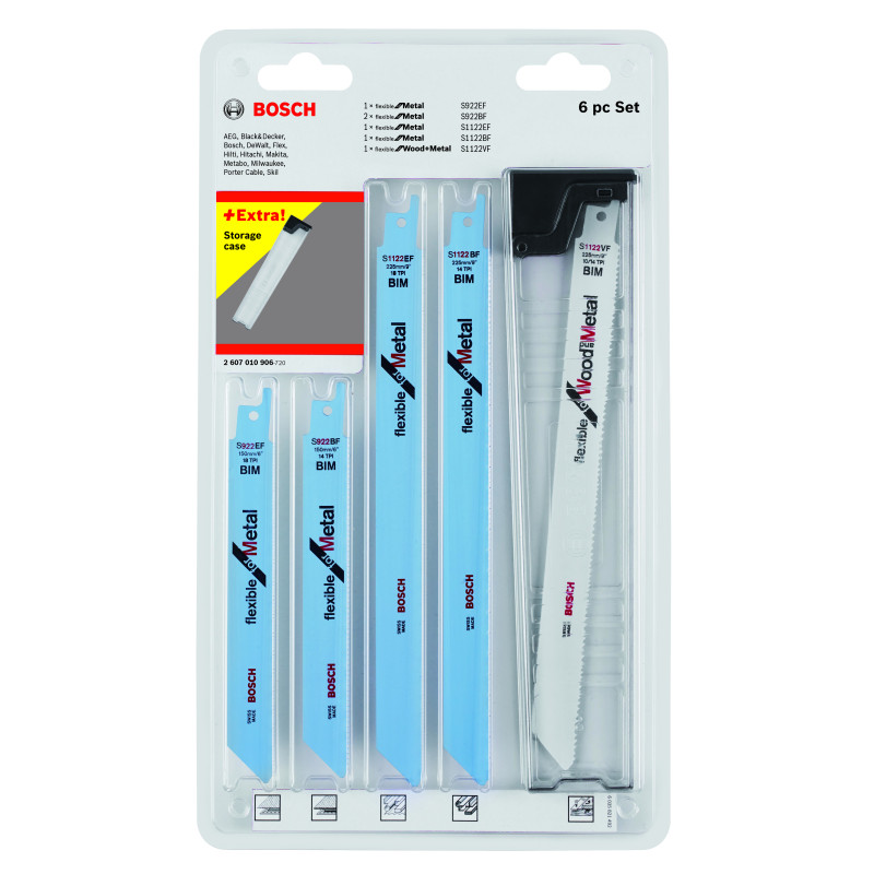 Lames De Scie Sabre Wood And Metal, Set De 6 Pièces S 922 Ef S 922 Bf (2X) S 112