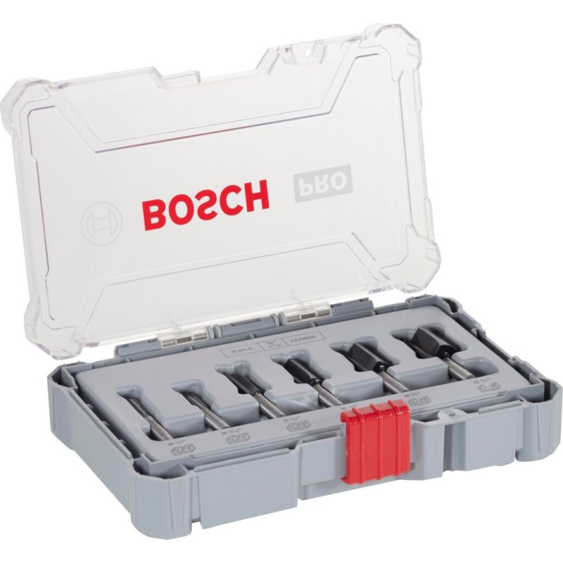 Coffret PRO de 6 fraises droites, queue de 1/4'' Bosch