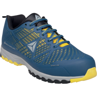 Chaussure Haute - Textile - Polymère - Enduit Pu - Semelle : Eva/Nitrile - Bleu jaune face