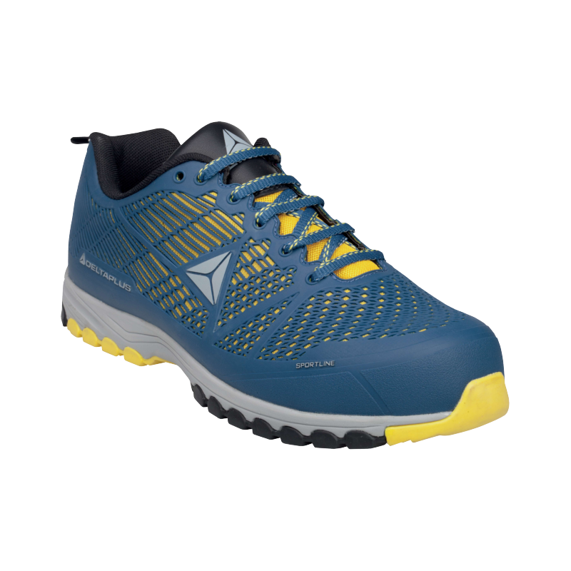 Chaussure Haute - Textile - Polymère - Enduit Pu - Semelle : Eva/Nitrile - Bleu jaune face