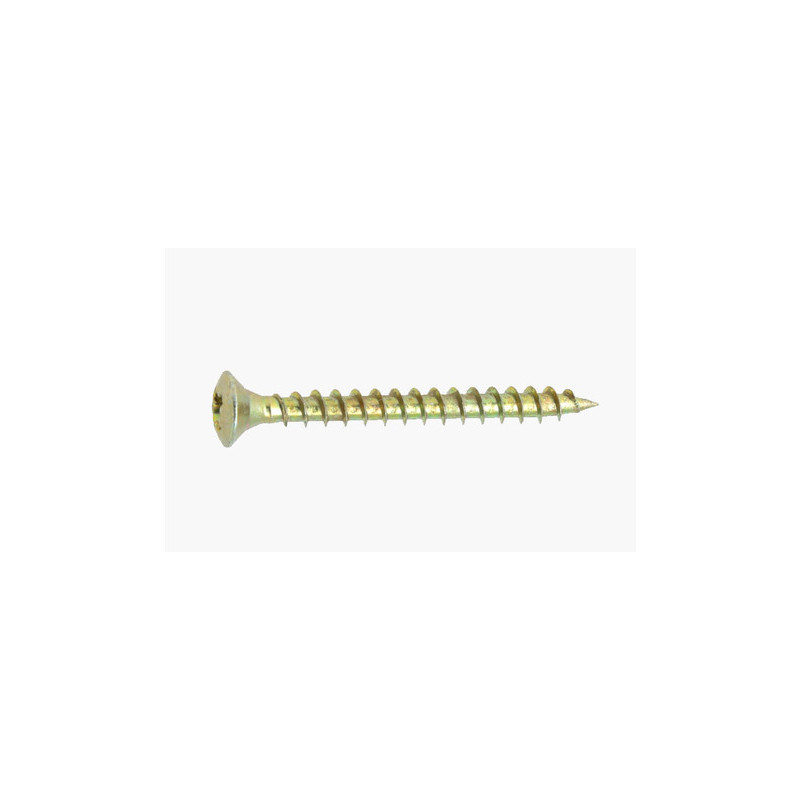 Vis bois/aggloméré tête fraisée BOMBBE Pozidriv zingué bichromaté 3.5 X 16 — FRAISEEBOM / ACIER / ZNBICHRO — Boîte de 500 pièces