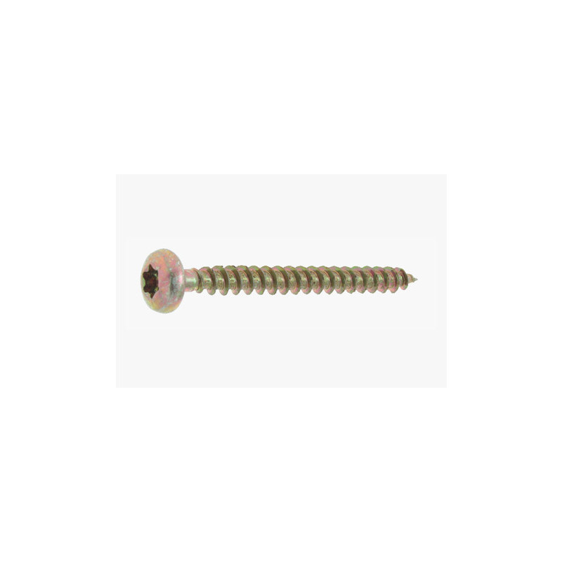 Vis bois/aggloméré tête cylindrique zingué bichromaté TORX INTERNES 5.0 X50 — ACIER / ZNBICHRO — Boîte de 250 pièces