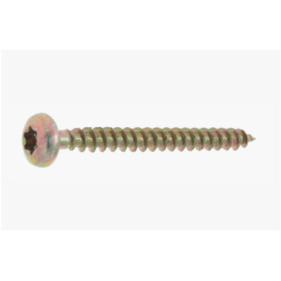 Vis bois/aggloméré tête cylindrique zingué bichromaté TORX INTERNES 6.0 X45 — ACIER / ZNBICHRO — Boîte de 250 pièces