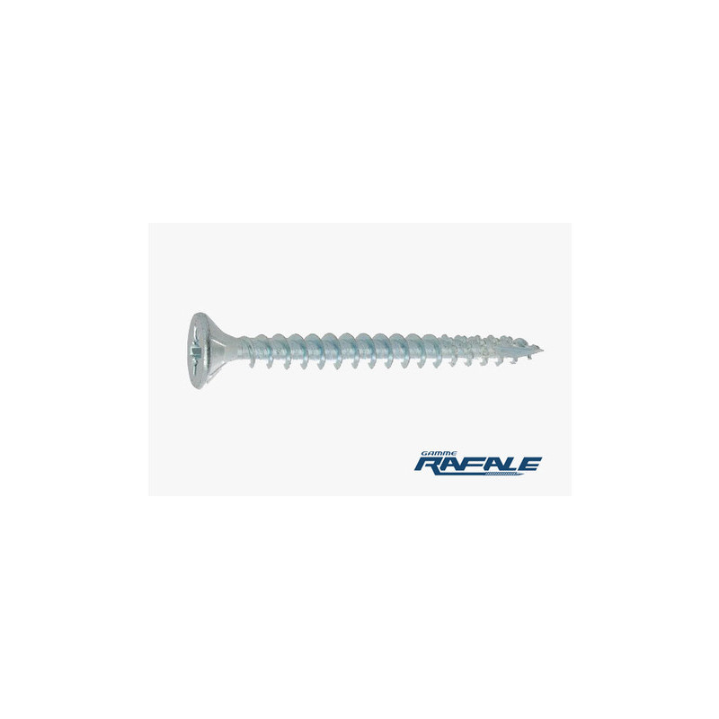Vis bois/aggloméré tête fraisée Pozidriv AILETTE /S TETE POINTECUTTING acier zingué blanc 3.5 X 25 — Boîte de 500 pièces