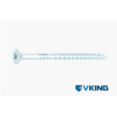 VIS VKING tête fraisée TORX zingué blanc - 6.0 X 220/75 - (EMBOUT INCLUS) — FRAISEE / ACIER / ZNBLANC — Boîte de 100 pièces