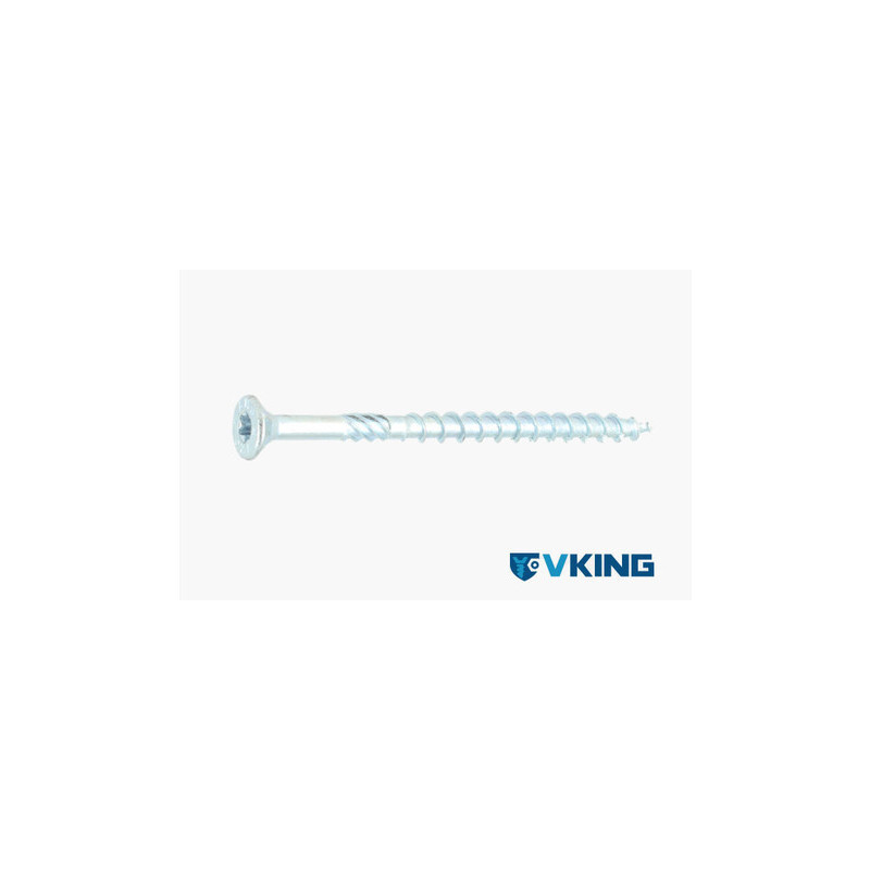 VIS VKING tête fraisée TORX zingué blanc - 6.0 X 220/75 - (EMBOUT INCLUS) — FRAISEE / ACIER / ZNBLANC — Boîte de 100 pièces