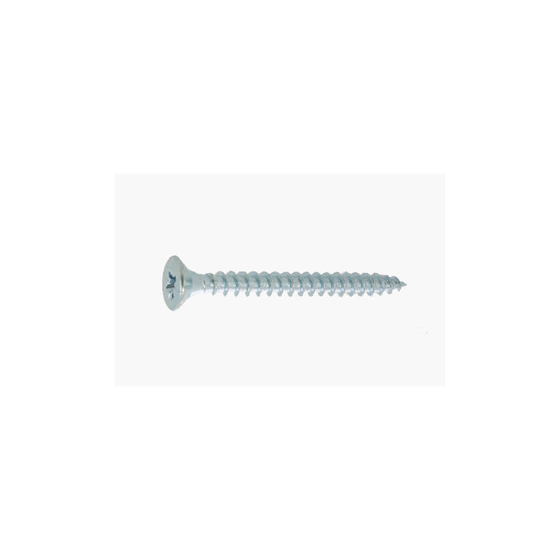 Vis bois/aggloméré tête fraisée Pozidriv acier zingué blanc 4.0 X 20 - (BP100) — FRAISEE / ZNBLANC — Blister de 100 pièces