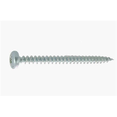 Vis bois/aggloméré tête cylindrique Pozidriv zingué blanc 4.0 X 35 - (BP 50) — ACIER / ZNBLANC — Blister de 50 pièces