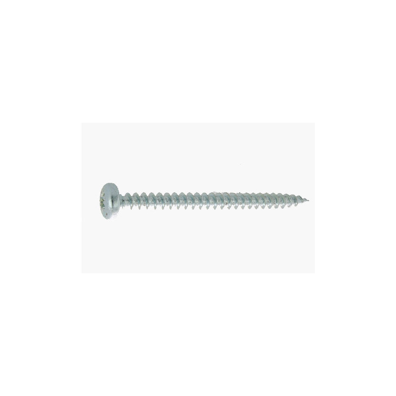 Vis bois/aggloméré tête cylindrique Pozidriv zingué blanc 5.0 X 40 - (BP 50) — ACIER / ZNBLANC — Blister de 50 pièces