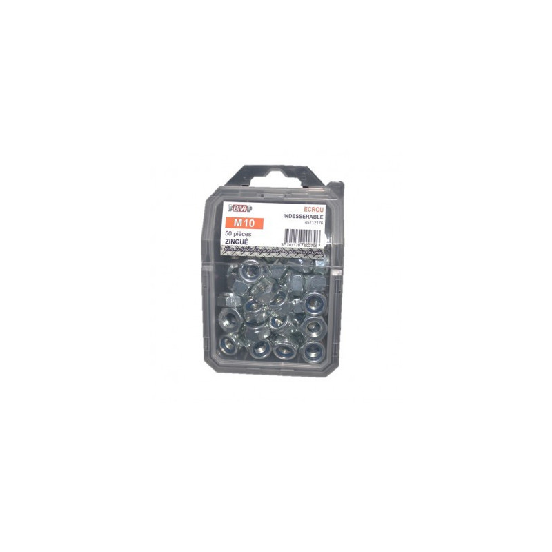 COQUE DE 50 ECROU FREIN DIN 985.8 M10 ZG — 6 — Boîte de 4 pièces