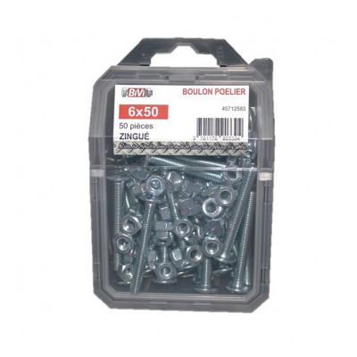 COQUE DE 50 BOULON POELIERS 6X50 ZG — NFE 25129/4032 — Boîte de 4 pièces