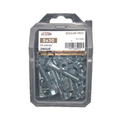 COQUE DE 20 BOULONS TRCC 8 X 60 ZG — DIN 603/555 — Boîte de 4 pièces