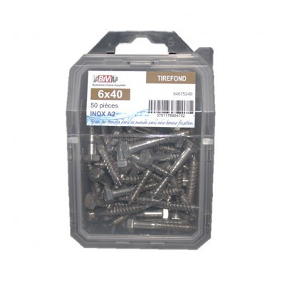 COQUE DE 30 TIREFOND TH 8X40 INOX A2 — DIN 571 — Boîte de 4 pièces