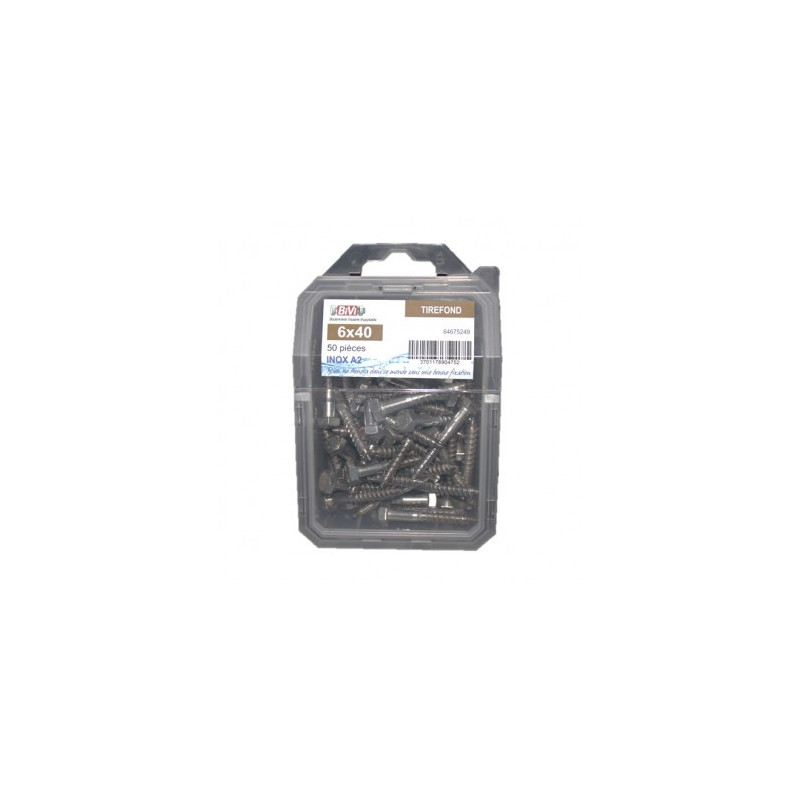 COQUE DE 30 TIREFOND TH 8X40 INOX A2 — DIN 571 — Boîte de 4 pièces
