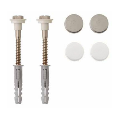 KIT SOL - 2 CHEV D8 - 2 VIS tête hexagonale 6X70 - 2 CAP CHROME/BLC - 2 FOUR — Sachet de 1 pièce