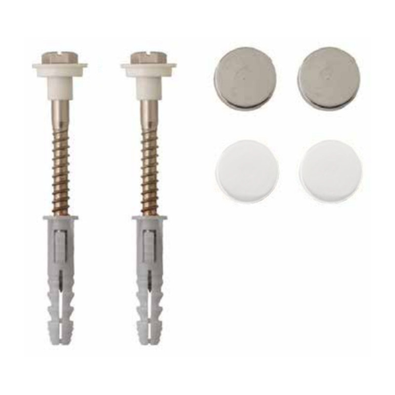 KIT SOL - 2 CHEV D8 - 2 VIS tête hexagonale 6X70 - 2 CAP CHROME/BLC - 2 FOUR — Sachet de 1 pièce