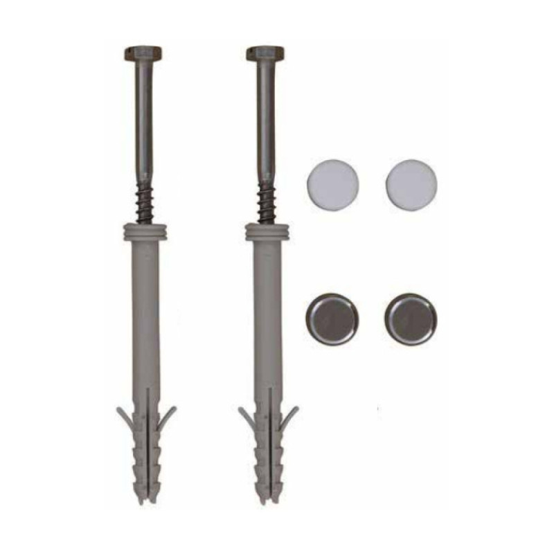KIT SOL - 2 CHEV TP D8X80 -2 VIS tête hexagonale 6X80 - 2 CAP CHROME/BLC — Sachet de 1 pièce