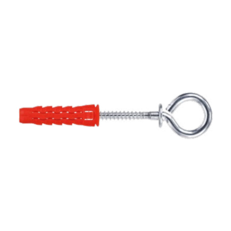 Cheville en Nylon universelle vis à crochet à œillet — SFXO 8,0 × 40 mm — Boîte de 25 pièces