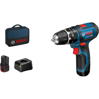 Perceuse à percussion GSB 12 V-15 + GBA 2 x2,0 Ah + GAL 12 V-20 sac