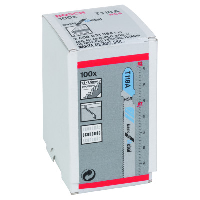 100 Lames scie sauteuse HSS Métal 92 mm Pas: 1,1-1,5 mm T118A