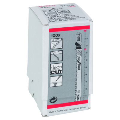 100 Lames scie sauteuse HCS Clean Bois 100 mm Pas: 2,7 mm T101B