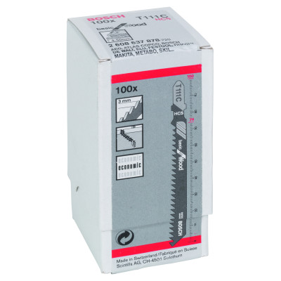 100 Lames scie sauteuse HCS Bois 100 mm Pas: 3 mm T111C