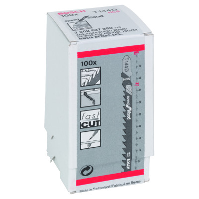 100 Lames scie sauteuse HCS Speed Bois 100 mm Pas: 4-5,2 mm T144D