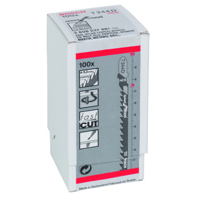100 Lames scie sauteuse HCS Speed Bois 100 mm Pas: 4-5,2 mm T244D