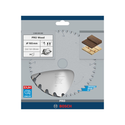 Lame scie Circulaire PRO Bois 165 x30 x2,6 mm 24D