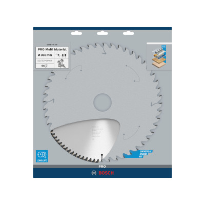 Lame scie Circulaire PRO Multimatériaux 350 x30 x3,2 mm 96D