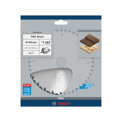 Lame scie Circulaire PRO Bois 165 x20/16 x1,7 mm 24D