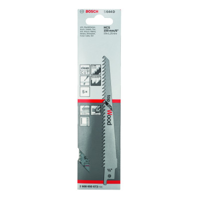 5 Lames scie sabre HCS Bois 150 mm S644D
